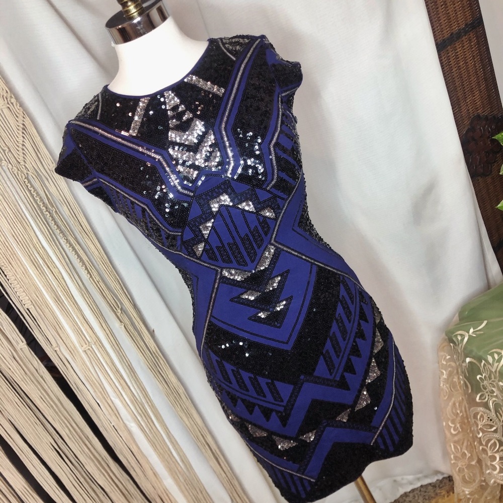 sequined geometric bodycon dress